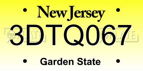 3DTQ067 New Jersey License Plate