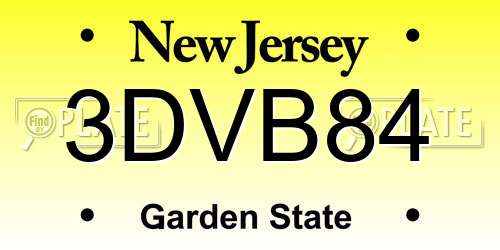 3DVB84 New Jersey License Plate