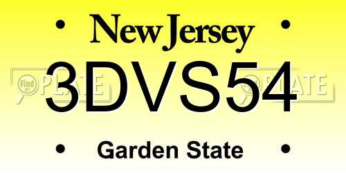 3DVS54 New Jersey License Plate