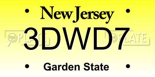3DWD7 New Jersey License Plate