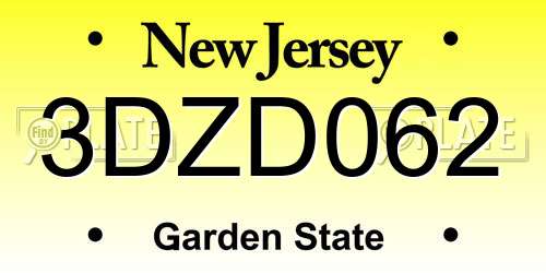 3DZD062 New Jersey License Plate