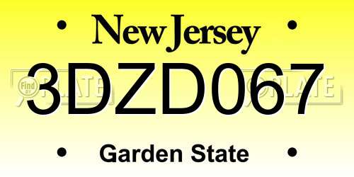 3DZD067 New Jersey License Plate