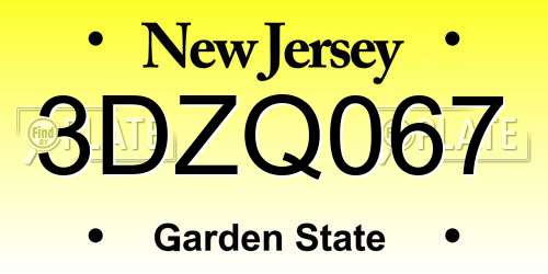 3DZQ067 New Jersey License Plate