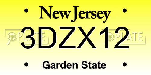 3DZX12 New Jersey License Plate
