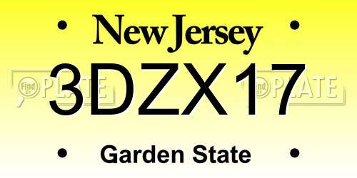 3DZX17 New Jersey License Plate