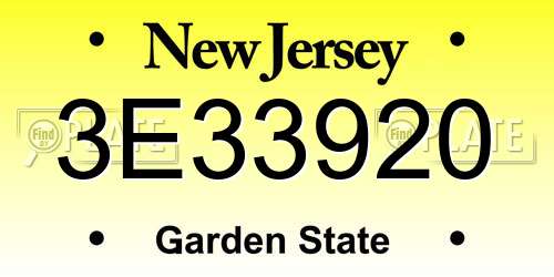 3E33920 New Jersey License Plate