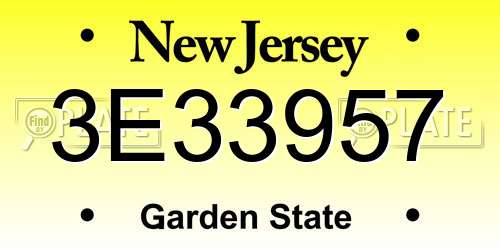 3E33957 New Jersey License Plate