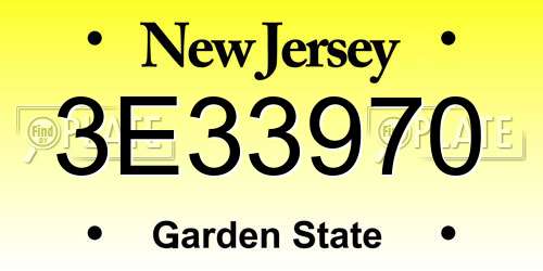 3E33970 New Jersey License Plate