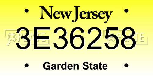 3E36258 New Jersey License Plate