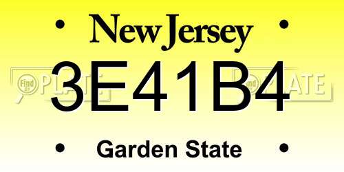 3E41B4 New Jersey License Plate
