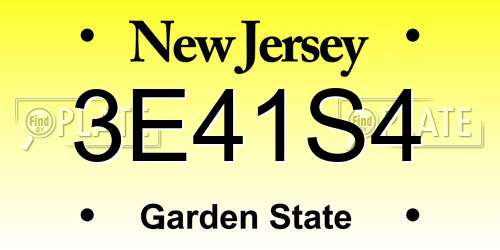 3E41S4 New Jersey License Plate