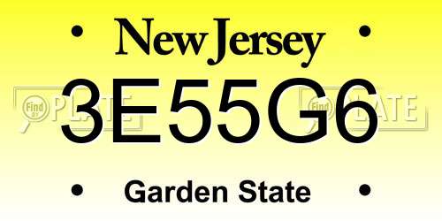 3E55G6 New Jersey License Plate