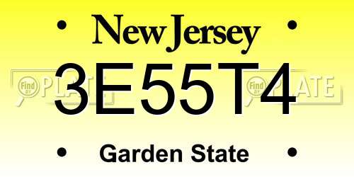 3E55T4 New Jersey License Plate