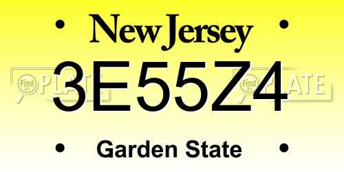 3E55Z4 New Jersey License Plate