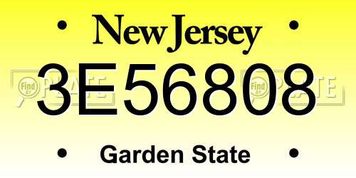 3E56808 New Jersey License Plate