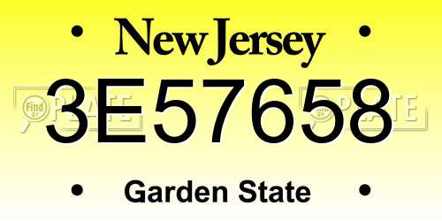 3E57658 New Jersey License Plate