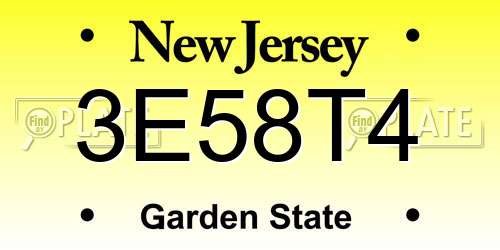 3E58T4 New Jersey License Plate