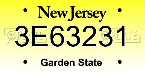 3E63231 New Jersey License Plate