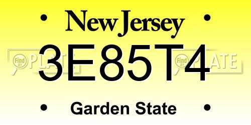 3E85T4 New Jersey License Plate