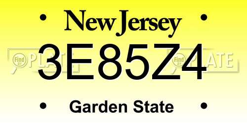 3E85Z4 New Jersey License Plate