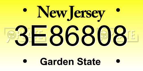 3E86808 New Jersey License Plate