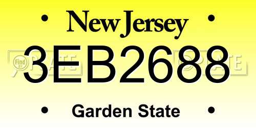 3EB2688 New Jersey License Plate