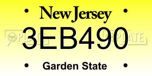3EB490 New Jersey License Plate