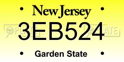 3EB524 New Jersey License Plate