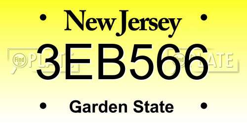 3EB566 New Jersey License Plate
