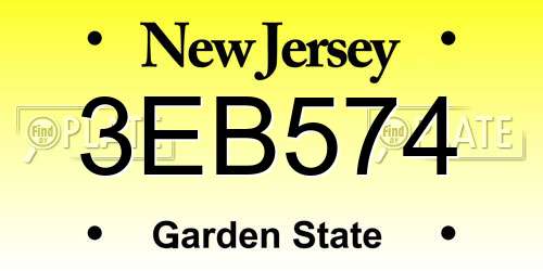 3EB574 New Jersey License Plate