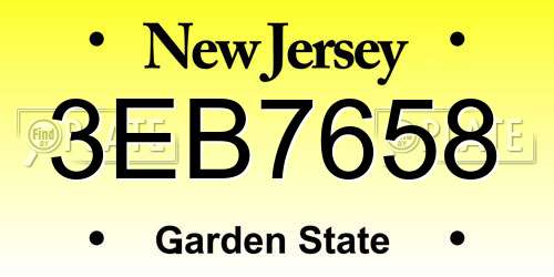 3EB7658 New Jersey License Plate