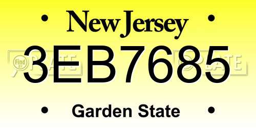 3EB7685 New Jersey License Plate