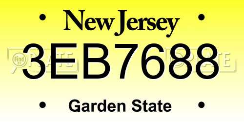 3EB7688 New Jersey License Plate