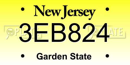 3EB824 New Jersey License Plate