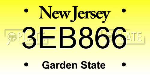 3EB866 New Jersey License Plate