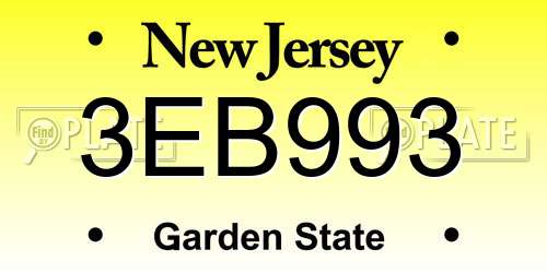 3EB993 New Jersey License Plate