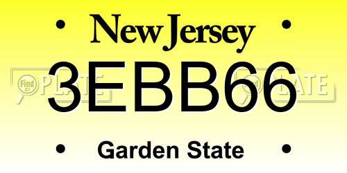 3EBB66 New Jersey License Plate