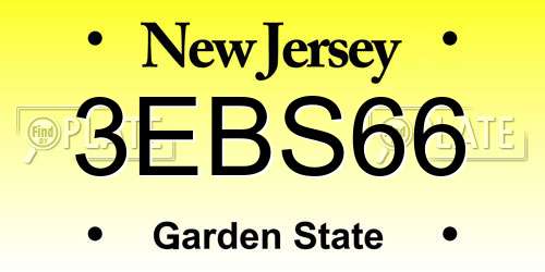 3EBS66 New Jersey License Plate