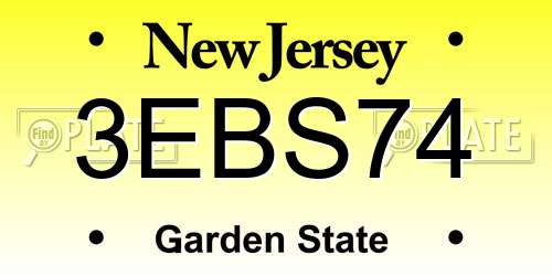 3EBS74 New Jersey License Plate