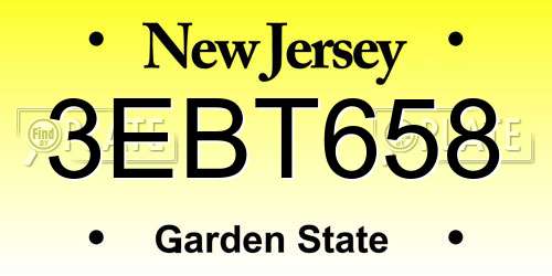 3EBT658 New Jersey License Plate