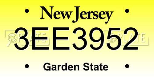 3EE3952 New Jersey License Plate