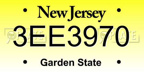 3EE3970 New Jersey License Plate