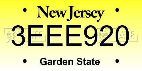 3EEE920 New Jersey License Plate