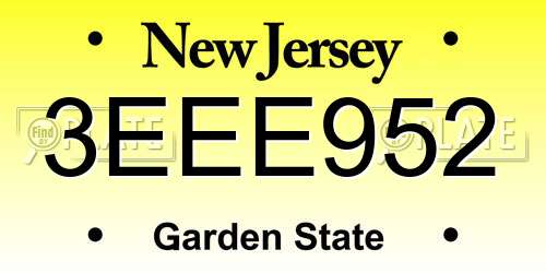 3EEE952 New Jersey License Plate