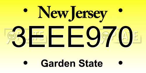 3EEE970 New Jersey License Plate