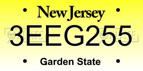 3EEG255 New Jersey License Plate