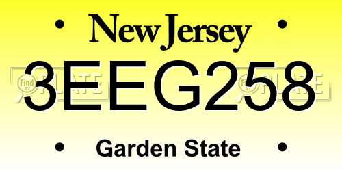 3EEG258 New Jersey License Plate