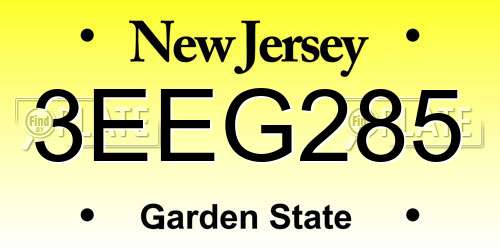 3EEG285 New Jersey License Plate