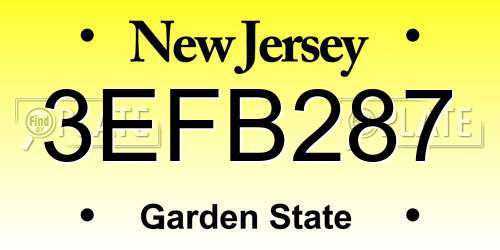3EFB287 New Jersey License Plate
