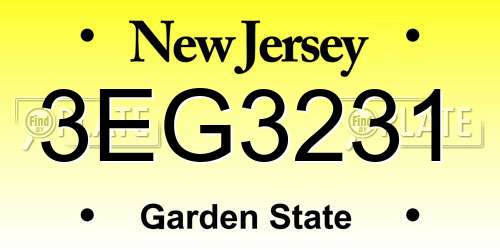 3EG3231 New Jersey License Plate